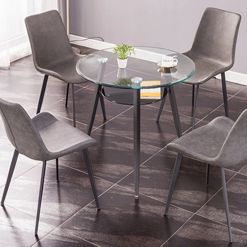 Tavolo da pranzo da pranzo vetro trasparente per mobili rotondi stile moderno con base treppiede Clearhalo