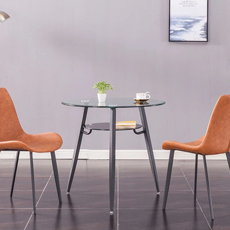 Tavolo da pranzo da pranzo vetro trasparente per mobili rotondi stile moderno con base treppiede Clearhalo
