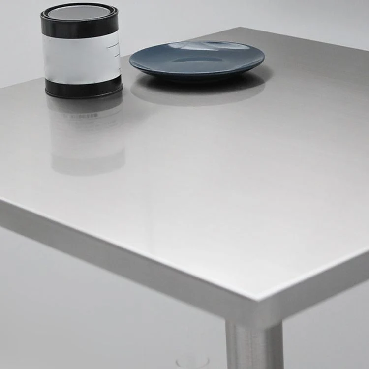 Tavolo da pranzo quadrato industriale metallo Tavolo con piano acciaio inossidabile con piedistallo Clearhalo