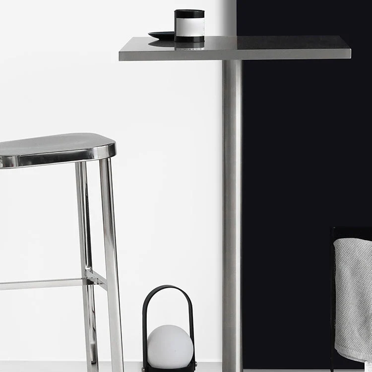 Tavolo da pranzo quadrato industriale metallo Tavolo con piano acciaio inossidabile con piedistallo Clearhalo