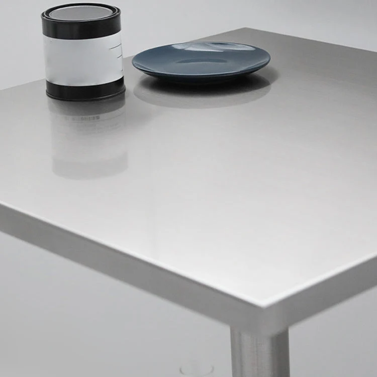 Tavolo da pranzo quadrato industriale metallo Tavolo con piano acciaio inossidabile con piedistallo Clearhalo