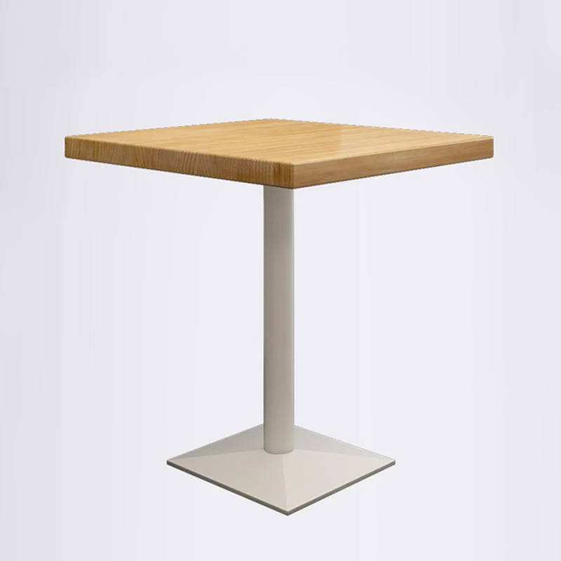 Tavolo da pranzo quadrato industriale metallo Tavolo con piano legno di pino con piedistallo Clearhalo