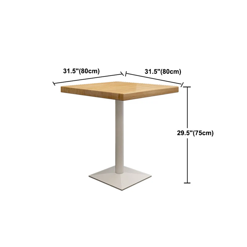 Tavolo da pranzo quadrato industriale metallo Tavolo con piano legno di pino con piedistallo Clearhalo