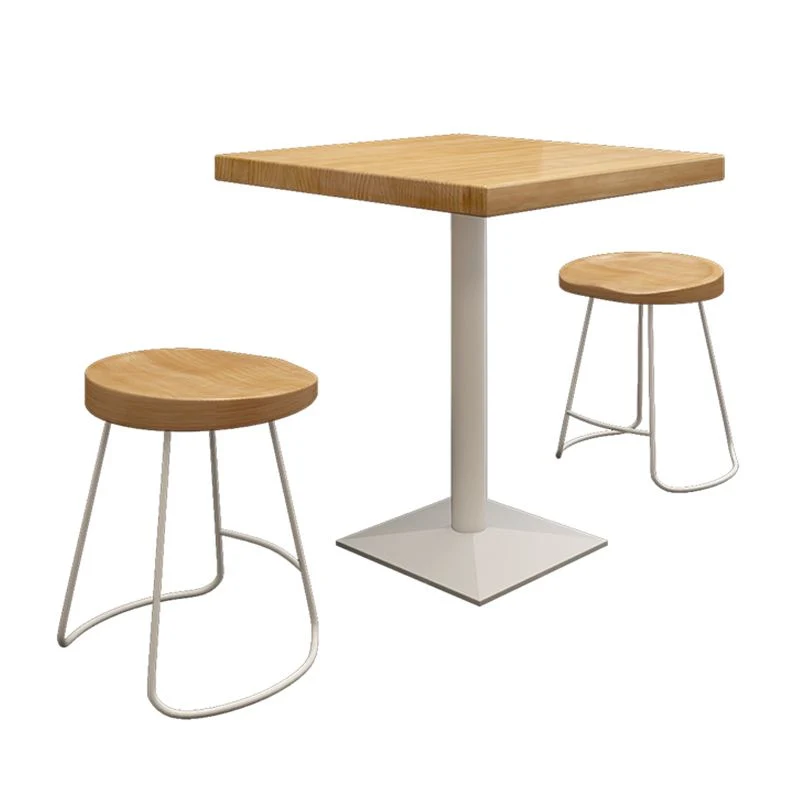 Tavolo da pranzo quadrato industriale metallo Tavolo con piano legno di pino con piedistallo Clearhalo