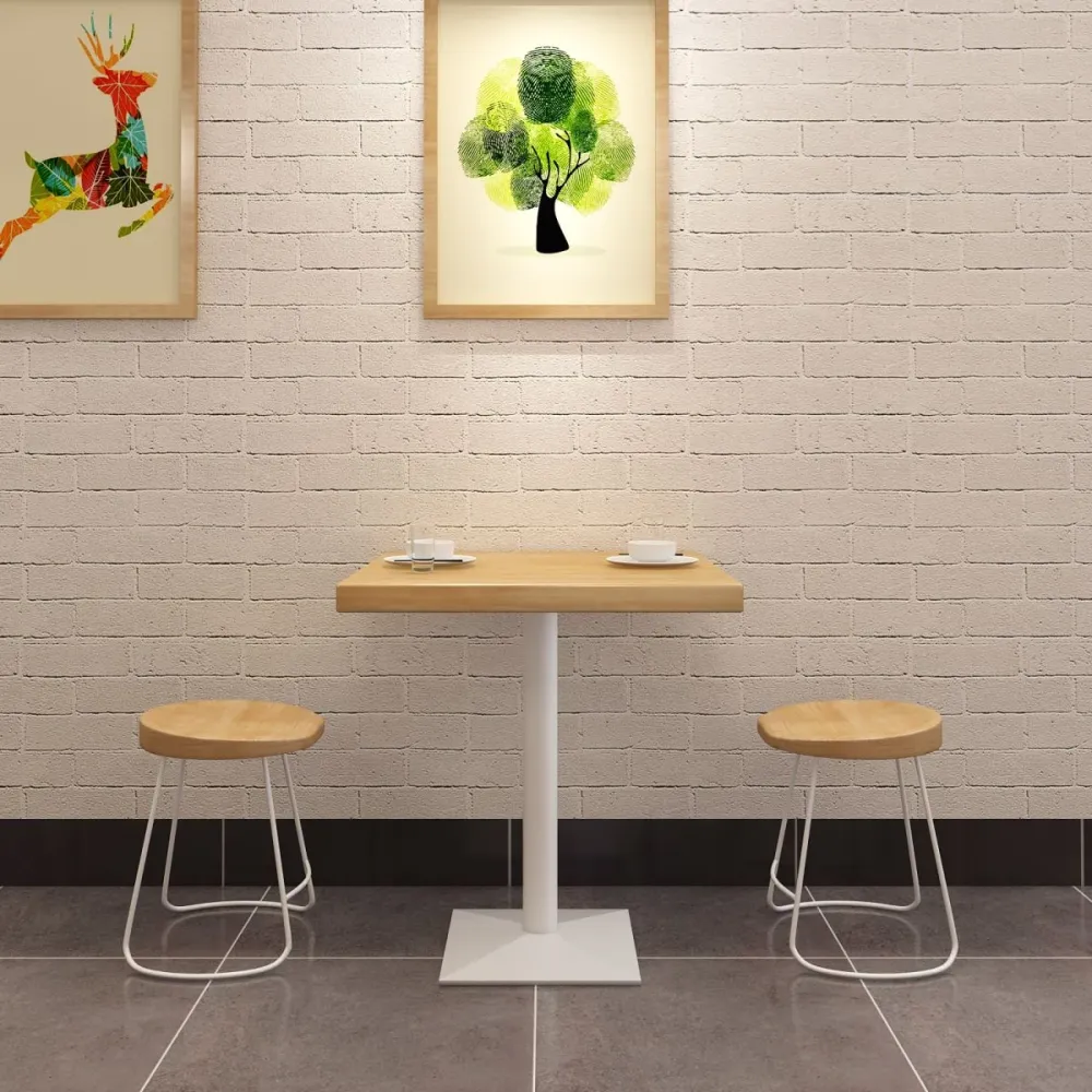 Tavolo da pranzo quadrato industriale metallo Tavolo con piano legno di pino con piedistallo Clearhalo