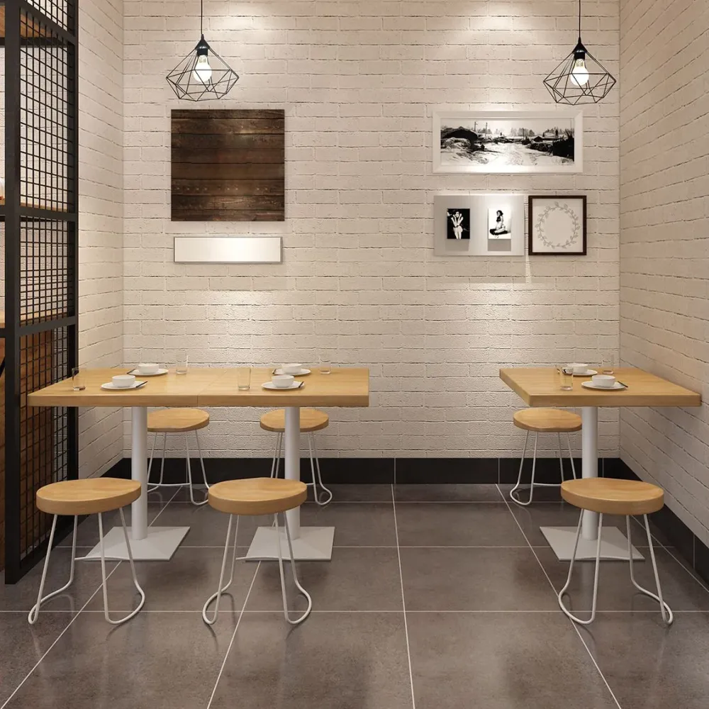 Tavolo da pranzo quadrato industriale metallo Tavolo con piano legno di pino con piedistallo Clearhalo