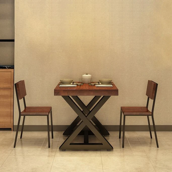 Tavolo da pranzo quadrato legno Tavolo industriale con piano marrone e struttura nera Clearhalo