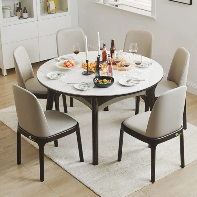Tavolo da pranzo quadrato moderno pieghevole allungabile con foglie pietra per sala da pranzo Clearhalo