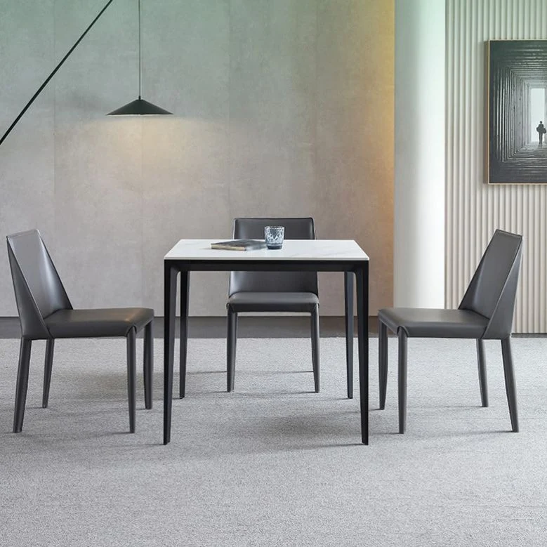 Tavolo da pranzo quadrato pietra per mobili stile industriale 4 gambe per sala da pranzo Clearhalo