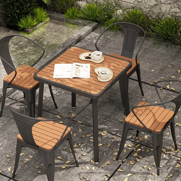 Tavolo da pranzo quadrato Tavolo da pranzo industriale legno di recupero con 4 gambe Clearhalo