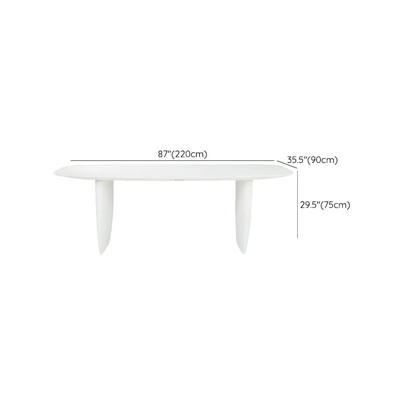 Tavolo da pranzo rettangolare bianco per interni Tavolo da pranzo moderno con doppio piedistallo Clearhalo