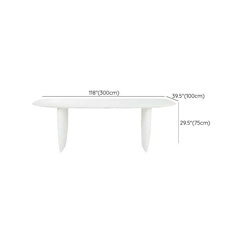 Tavolo da pranzo rettangolare bianco per interni Tavolo da pranzo moderno con doppio piedistallo Clearhalo