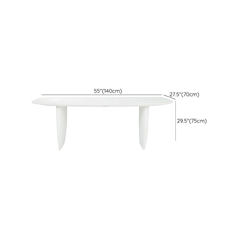 Tavolo da pranzo rettangolare bianco per interni Tavolo da pranzo moderno con doppio piedistallo Clearhalo
