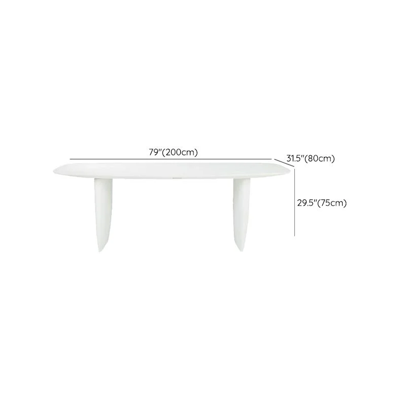Tavolo da pranzo rettangolare bianco per interni Tavolo da pranzo moderno con doppio piedistallo Clearhalo