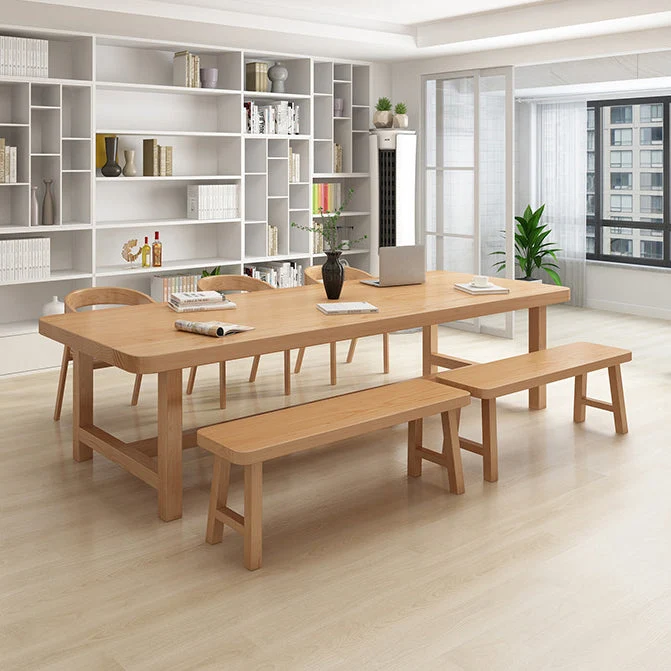 Tavolo da pranzo rettangolare su cavalletto Tavolo moderno legno di pino per soggiorno Clearhalo