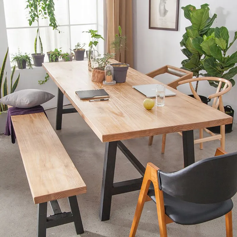 Tavolo da pranzo rettangolare su cavalletto Tavolo moderno legno per negozio di tè al latte Clearhalo