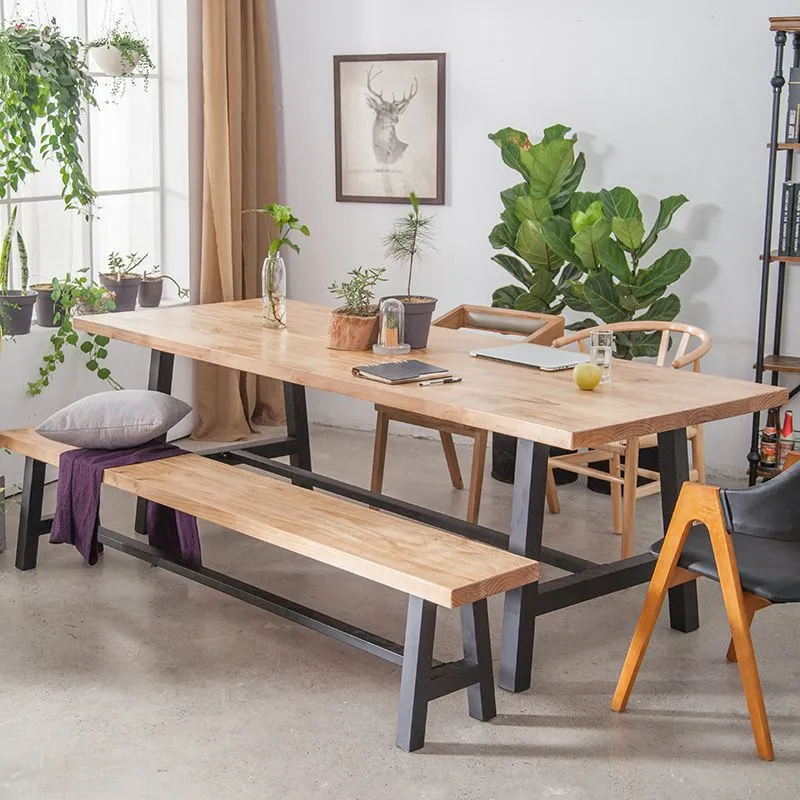 Tavolo da pranzo rettangolare su cavalletto Tavolo moderno legno per negozio di tè al latte Clearhalo