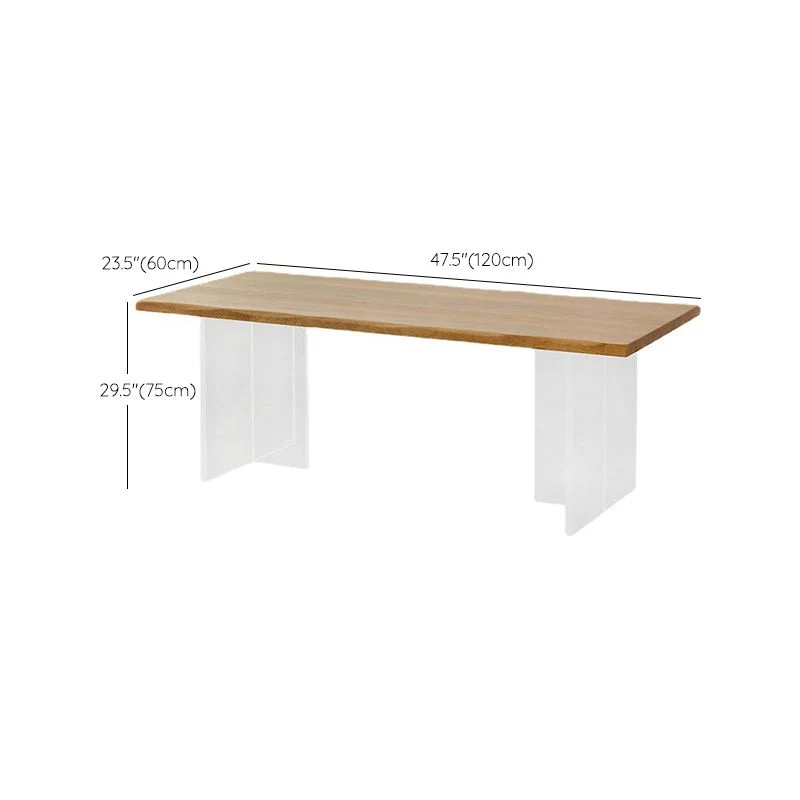 Tavolo da pranzo rettangolare con base acrilico Tavolo moderno legno di pino per sala da pranzo Clearhalo
