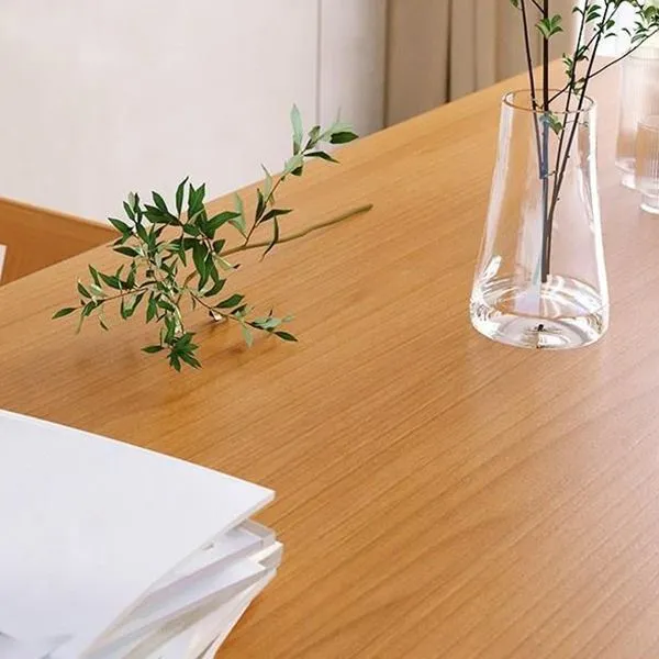 Tavolo da pranzo rettangolare con base acrilico Tavolo moderno legno di pino per cucina Clearhalo
