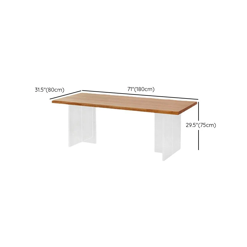 Tavolo da pranzo rettangolare con base acrilico Tavolo moderno legno di pino per cucina Clearhalo