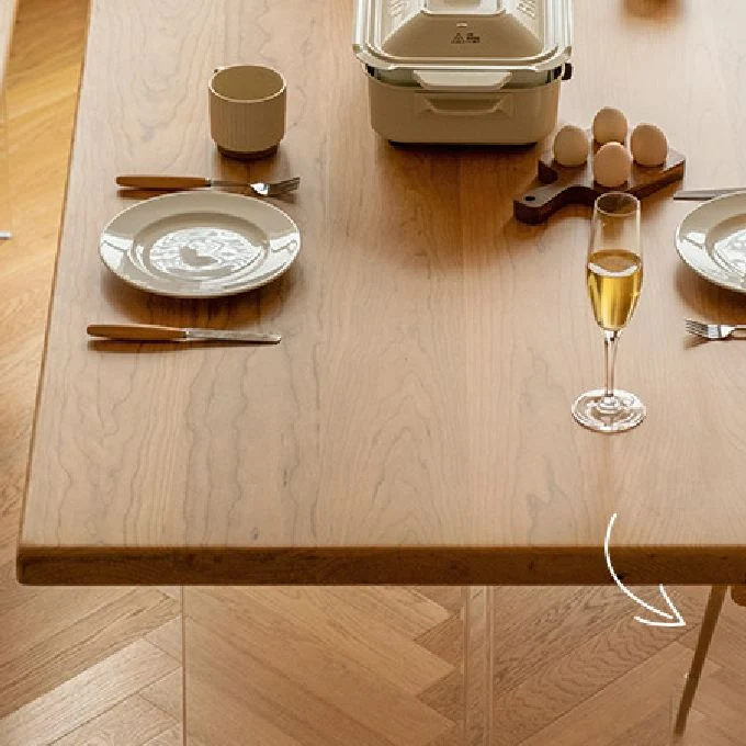 Tavolo da pranzo rettangolare con base acrilico Tavolo moderno legno per cucina Clearhalo