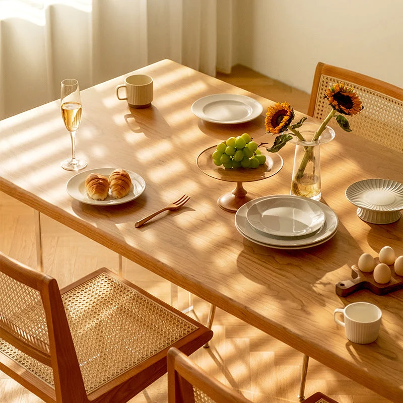 Tavolo da pranzo rettangolare con base acrilico Tavolo moderno legno per cucina Clearhalo