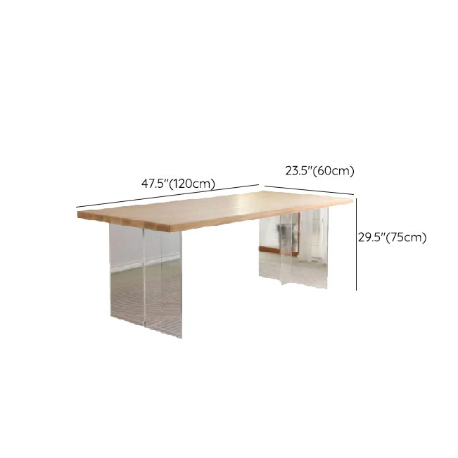 Tavolo da pranzo rettangolare con base acrilico Tavolo moderno legno per cucina Clearhalo