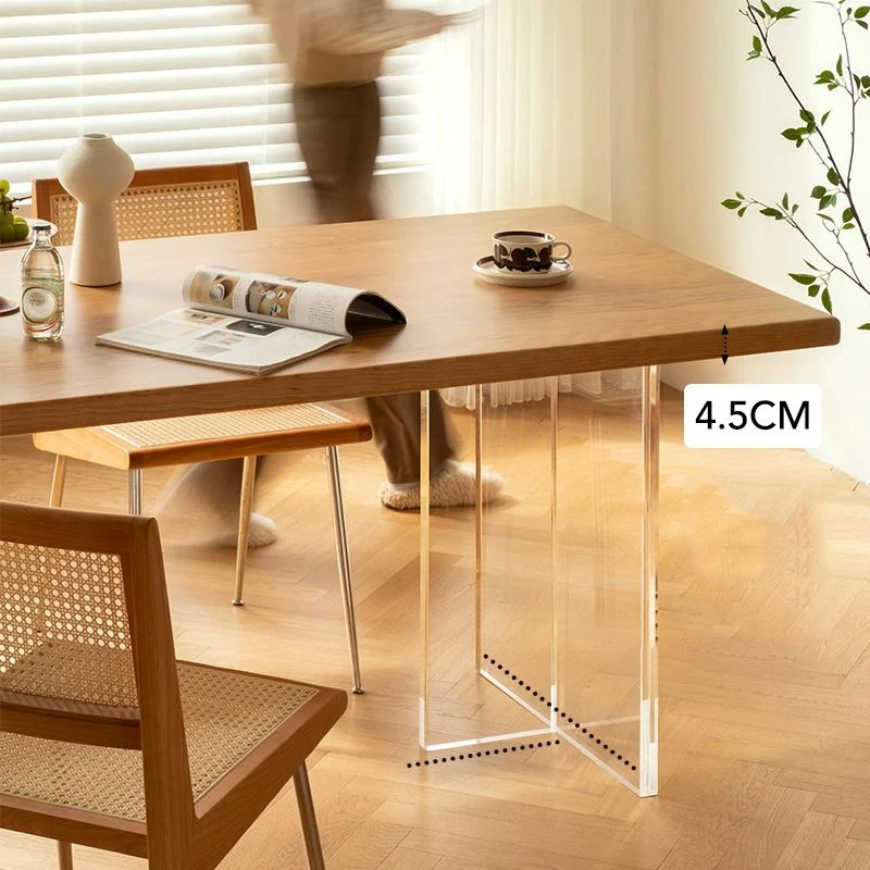 Tavolo da pranzo rettangolare con base acrilico Tavolo moderno legno per cucina Clearhalo