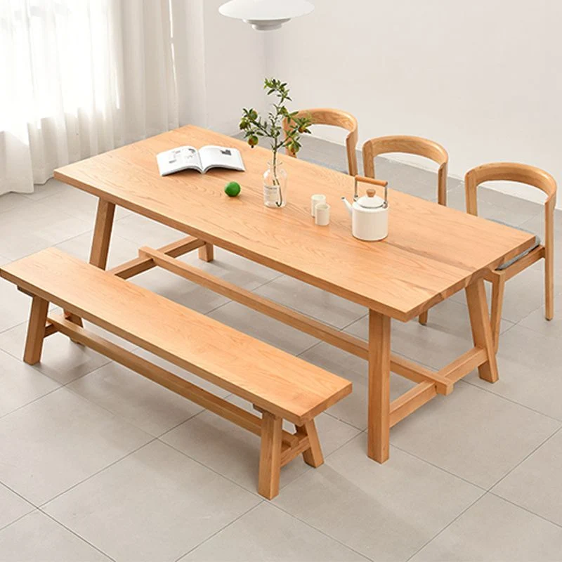 Tavolo da pranzo rettangolare con base su cavalletto Tavolo legno di pino stile moderno medievale per cucina Clearhalo