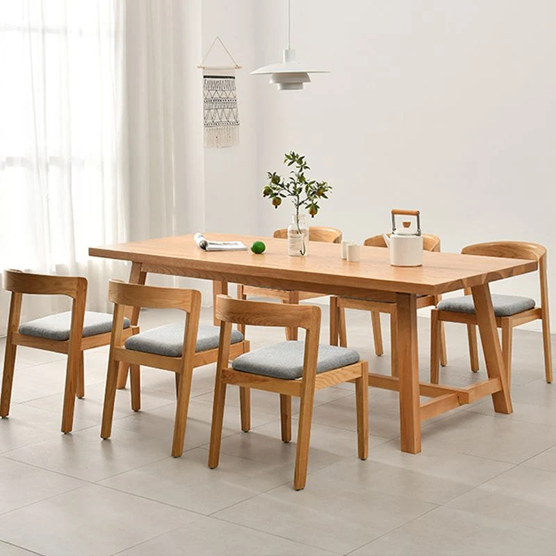 Tavolo da pranzo rettangolare con base su cavalletto Tavolo legno di pino stile moderno medievale per cucina Clearhalo