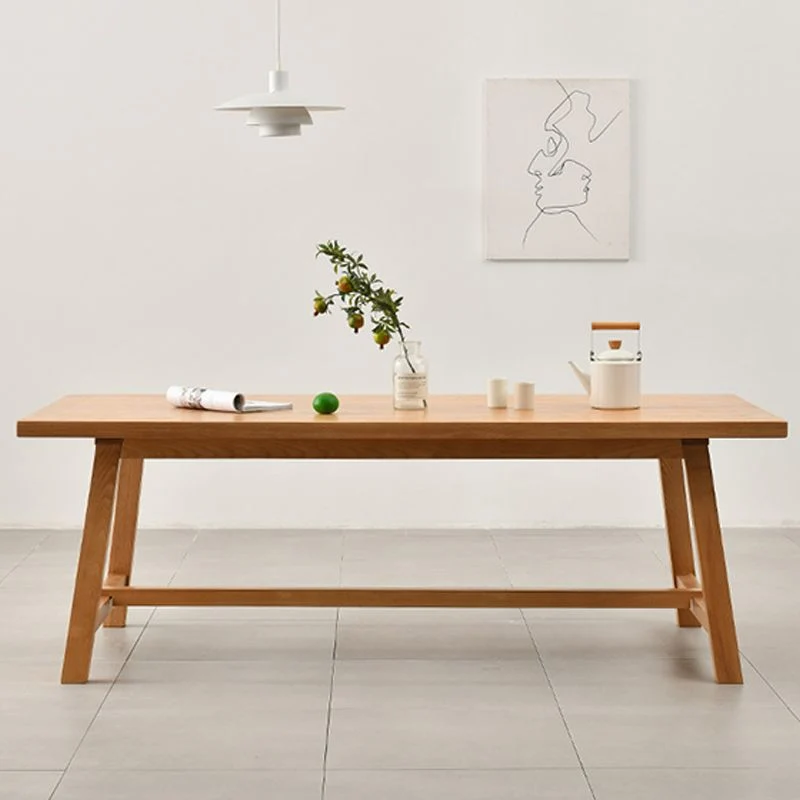 Tavolo da pranzo rettangolare con base su cavalletto Tavolo legno di pino stile moderno medievale per cucina Clearhalo