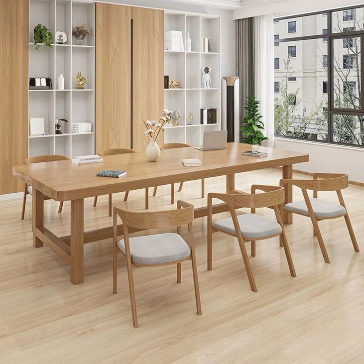 Tavolo da pranzo rettangolare con base cavalletto Tavolo moderno legno per cucina Clearhalo