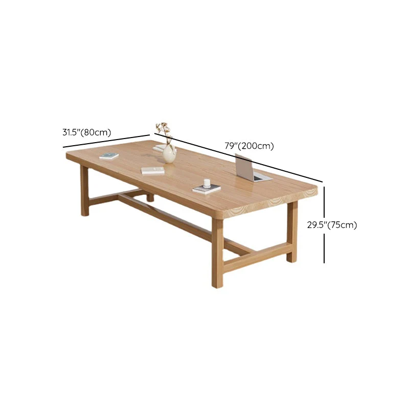 Tavolo da pranzo rettangolare con base cavalletto Tavolo moderno legno per cucina Clearhalo