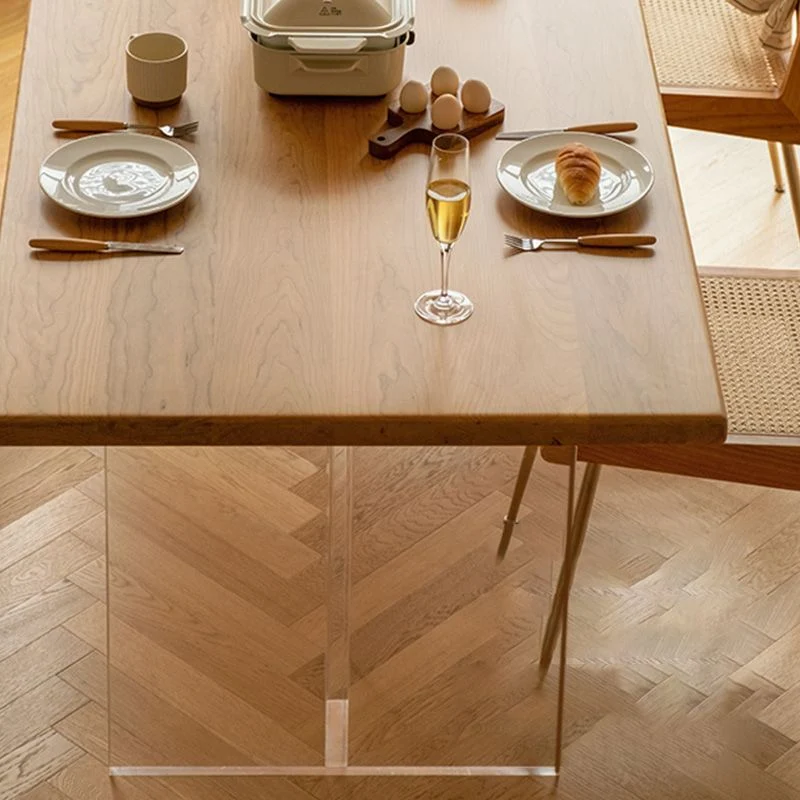 Tavolo da pranzo rettangolare con base doppia Tavolo moderno legno di pino per sala da pranzo cucina Clearhalo