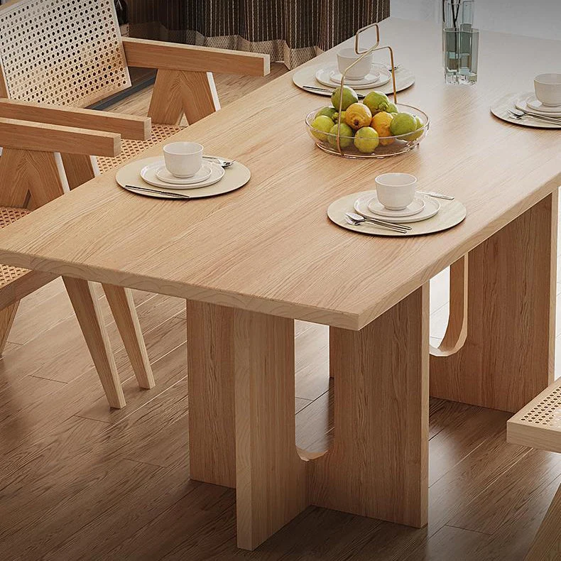 Tavolo da pranzo rettangolare con base doppia Tavolo moderno legno di pino per cucina Clearhalo