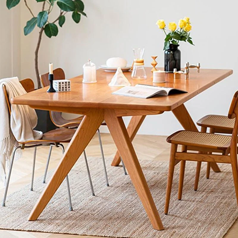 Tavolo da pranzo rettangolare con base doppia Tavolo legno stile moderno medievale per cucina Clearhalo