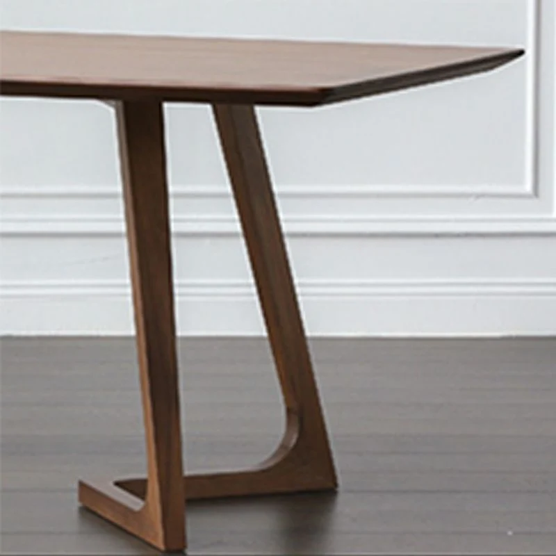 Tavolo da pranzo rettangolare con base doppia Tavolo moderno legno di pino per la cucina del soggiorno Clearhalo