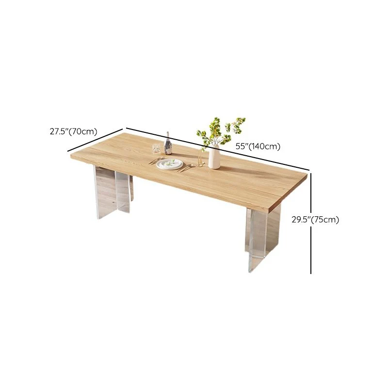 Tavolo da pranzo rettangolare con base doppia Tavolo moderno legno di pino per soggiorno Clearhalo