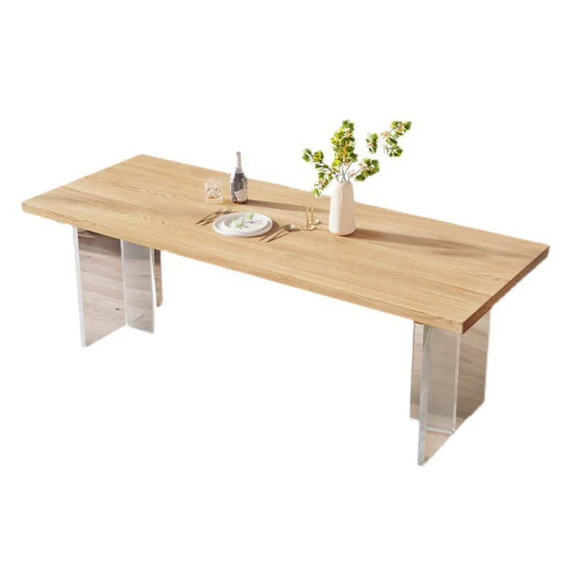 Tavolo da pranzo rettangolare con base doppia Tavolo moderno legno di pino per soggiorno Clearhalo