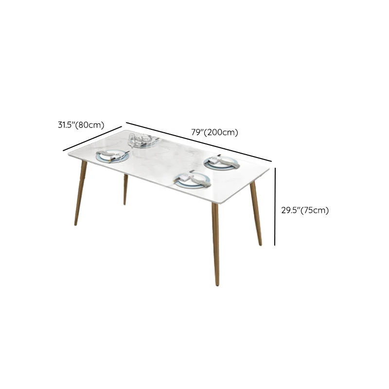 Tavolo da pranzo rettangolare con base dorata Tavolo finto marmo Glam per la casa Clearhalo