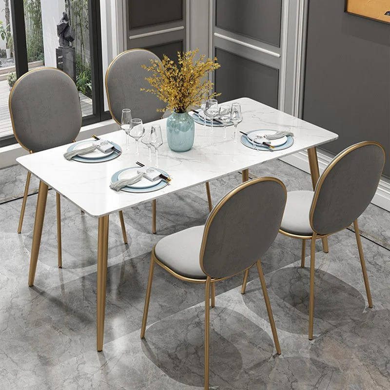 Tavolo da pranzo rettangolare con base dorata Tavolo finto marmo Glam per la casa Clearhalo