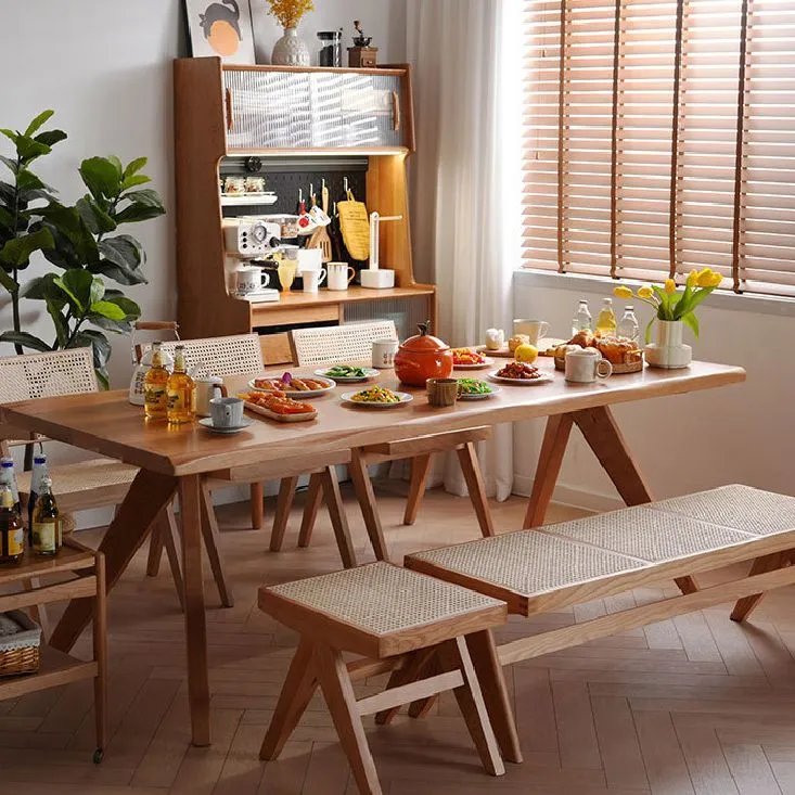 Tavolo da pranzo rettangolare con base marrone Tavolo moderno pino per cucina Clearhalo