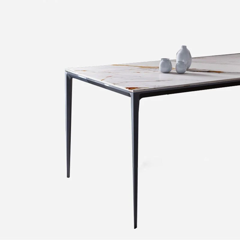 Tavolo da pranzo rettangolare con base metallo Tavolo pietra sinterizzata con 4 gambe Clearhalo