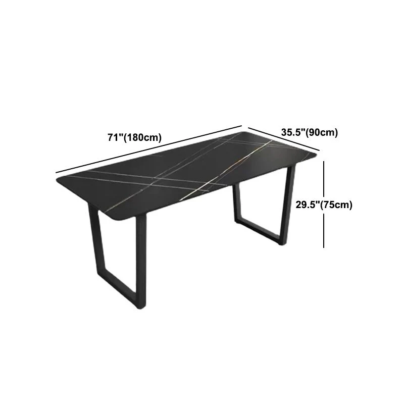 Tavolo da pranzo rettangolare con base nera Tavolo moderno pietra con doppio piedistallo Clearhalo