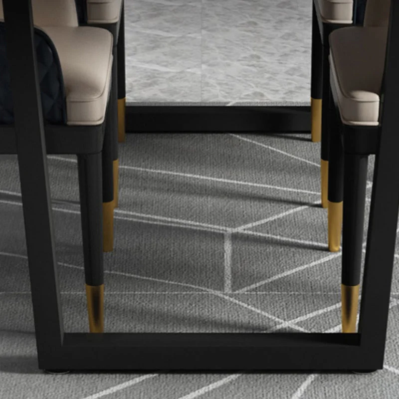 Tavolo da pranzo rettangolare con base nera Tavolo moderno pietra con doppio piedistallo Clearhalo
