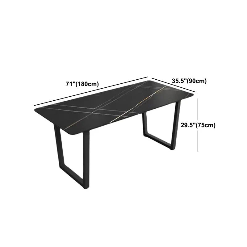 Tavolo da pranzo rettangolare con base nera Tavolo moderno pietra con doppio piedistallo Clearhalo