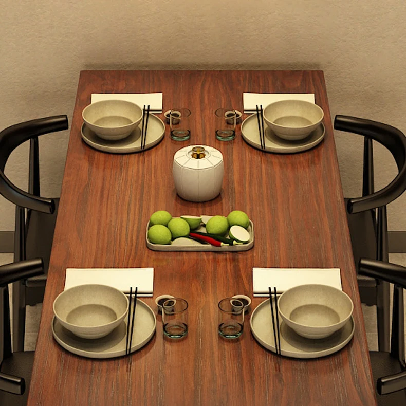 Tavolo da pranzo rettangolare con base nera Tavolo industriale legno di pino per cucina Clearhalo