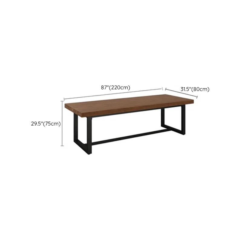 Tavolo da pranzo rettangolare con base nera Tavolo industriale legno per cucina Clearhalo