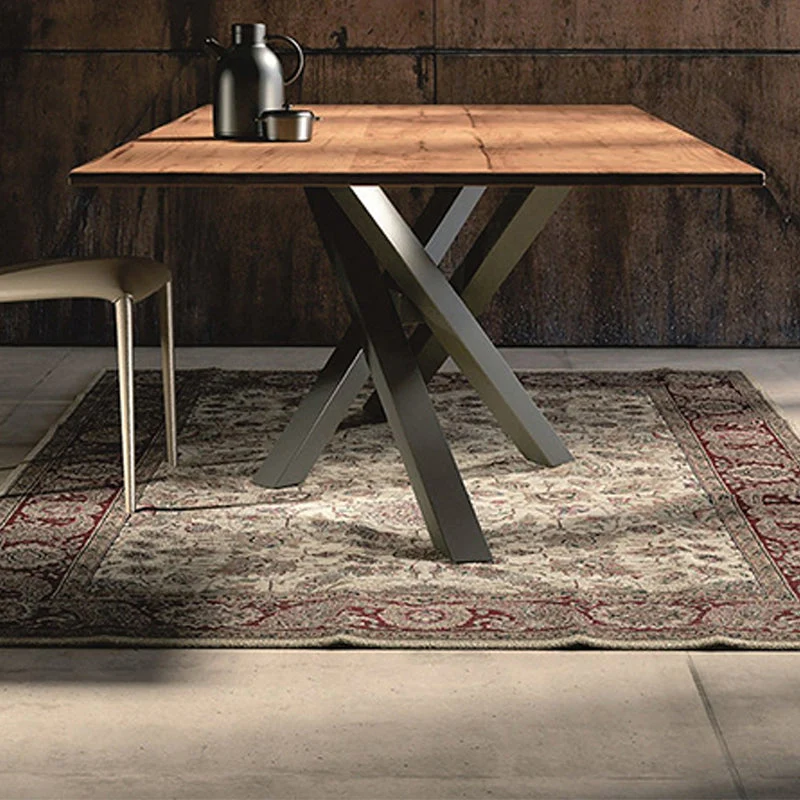 Tavolo da pranzo rettangolare con base nera Tavolo moderno legno di pino per uso cucina Clearhalo
