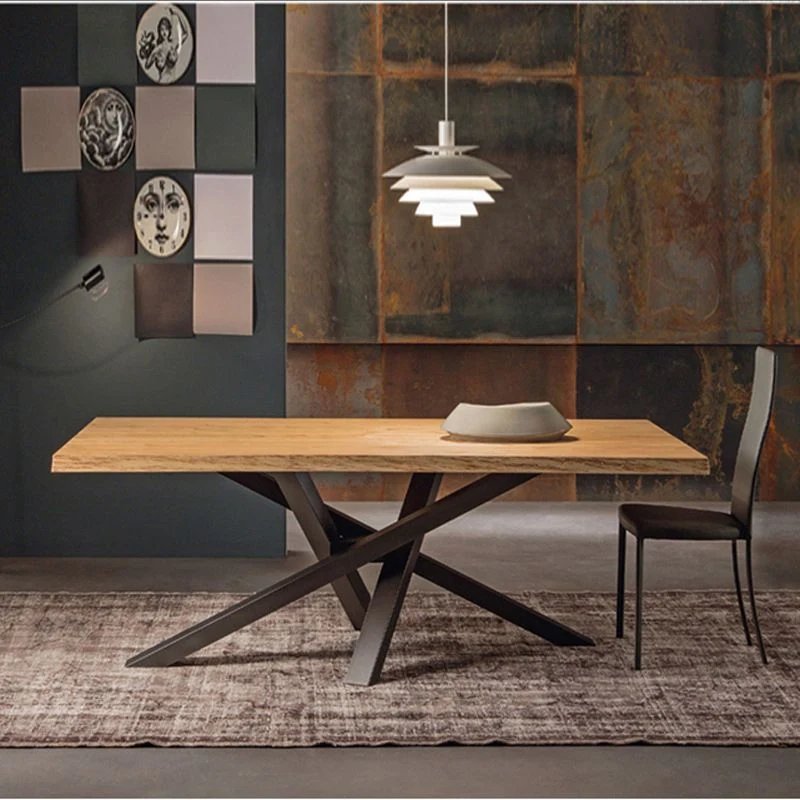 Tavolo da pranzo rettangolare con base nera Tavolo moderno legno di pino per uso cucina Clearhalo